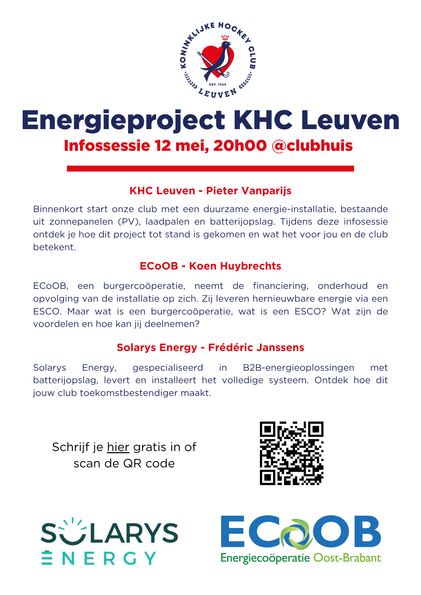 Infoavond Energieproject KHC Leuven - dinsdag 12 mei