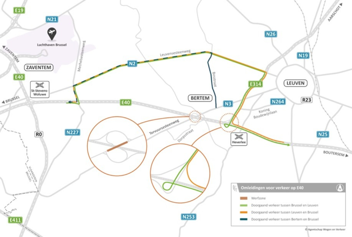 Let op: E40 afgesloten tijdens het weekend van 10 en 11 oktober