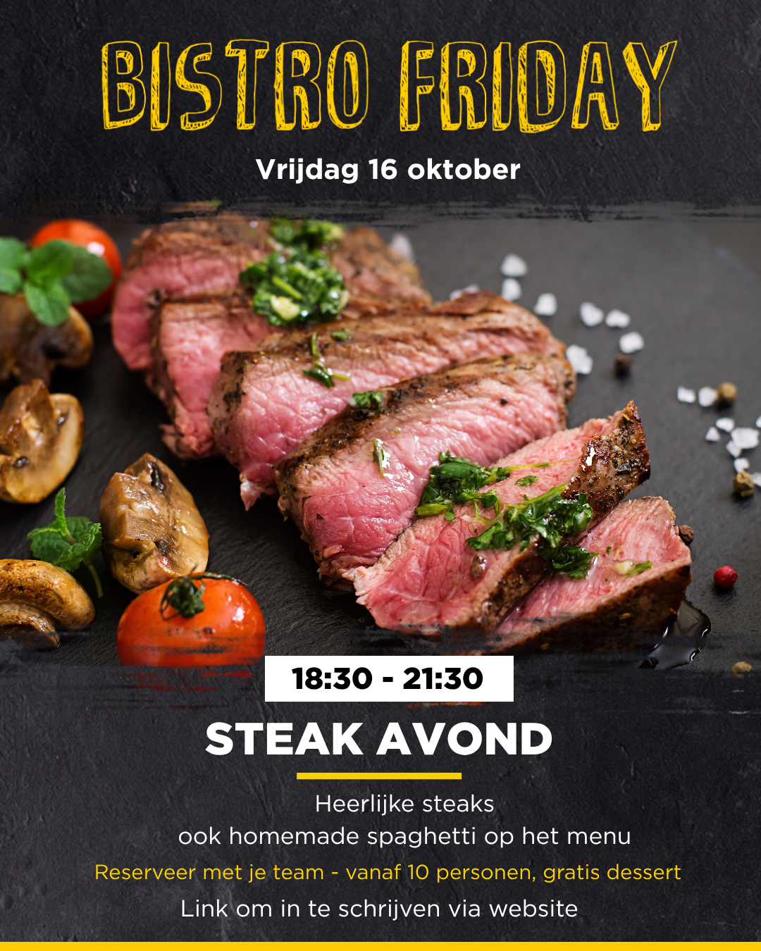 Bistro Friday | 16 oktober | Steak by chef Pieter De Keyser